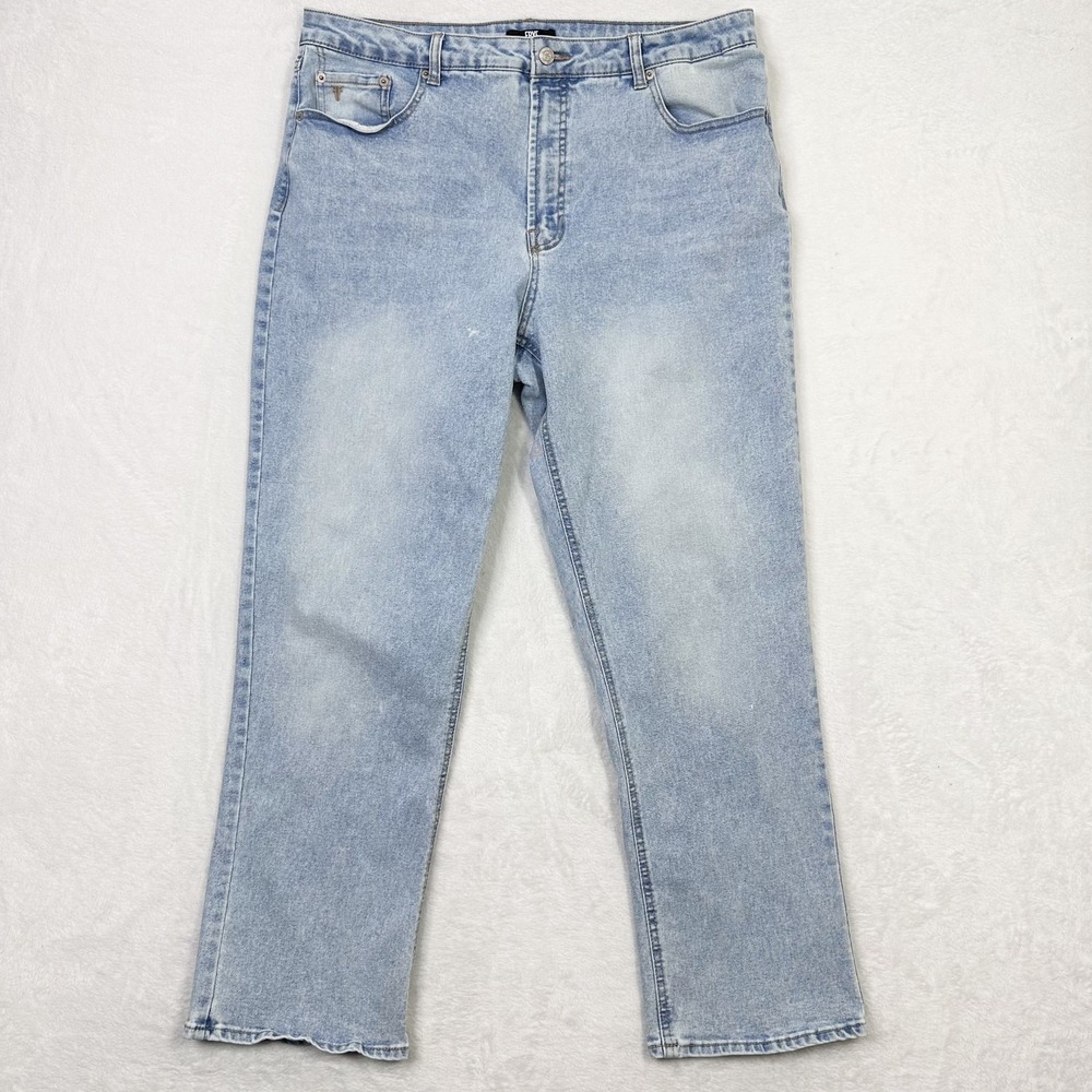 Frye Jeans Womens 14 Blue 32 Denim Straight Leg Stretch Mid Rise Distressed Wash